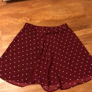 Maroon polka dot skater skirt